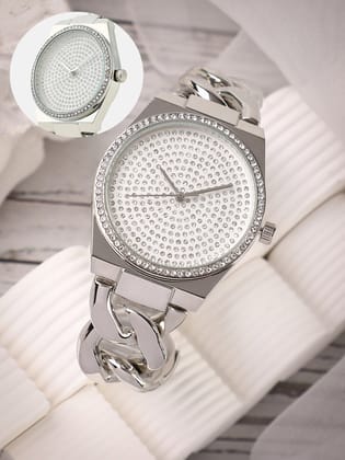 The Supernova Chunkylink Cushion Watch - Metallic Silver-Watches