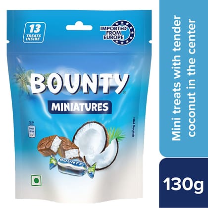 Bounty Miniatures Coconut Filled Chocolate Rakhi Gift Pack, 130 g (13 pcs x 10 g each)