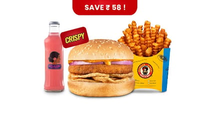 Veg Churmur Pandey Burger Value Combo __ Classic Salted Fries (Regular),Gulaabo Pink Lemonade