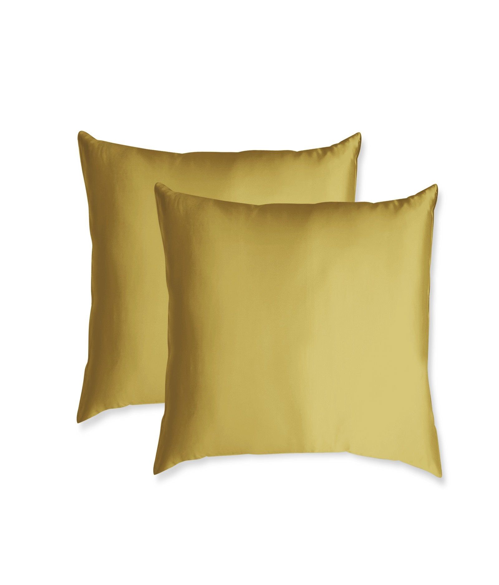 American-Elm Pack of 2 Mehndi Solid Rich Satin Cushion Cover (12x12, 16x16, 18x18 inch)-(12 x 12) Inch