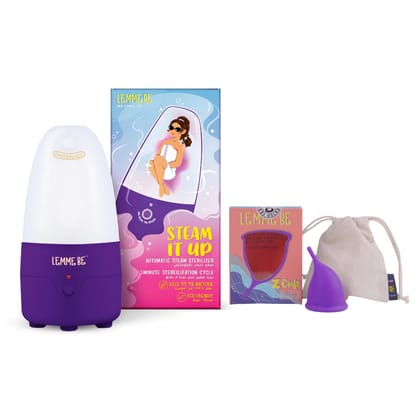 Combo of Lemme Be Menstrual Z Cup and Steam Sterilizer-Lime Green Z cup + Sterilizer / Z Cup Medium (25 ml)