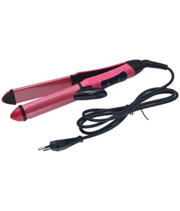 JMALL - 2 in 1 Hair Curler Pink Hair Straightener