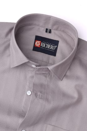 Honey Comb Grey Cotton Men's Shirt-38 - S