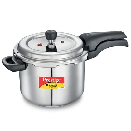 Prestige Deluxe Alpha Svachh Stainless Steel Spillage Control Pressure Cooker, 4 L (Silver)