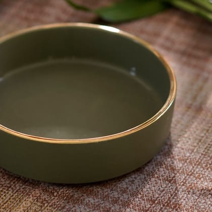 DOGRI SALAD/ CURD BOWL-GREEN / DUAL TONE HAND CAST CERAMIC| GOLD PLATED RIM / 1 BOWL