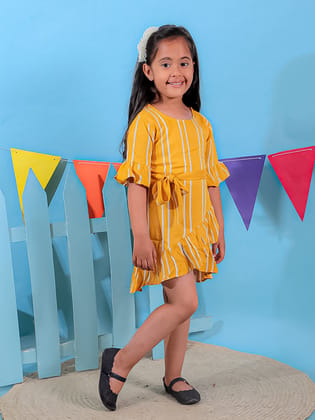 Ruffled Striped Dress-3-4Y