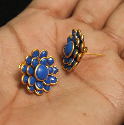 2 Pairs Double Layer PACCHI EARRING bLUE 20X20 mm-Blue / Acrylic