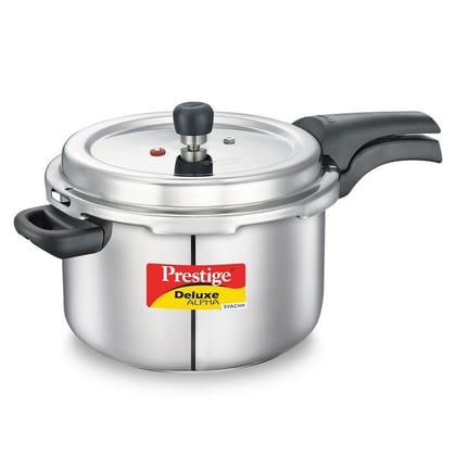 Prestige Deluxe Alpha Svachh Stainless Steel Spillage Control Pressure Cooker, 6.5 L (Silver)