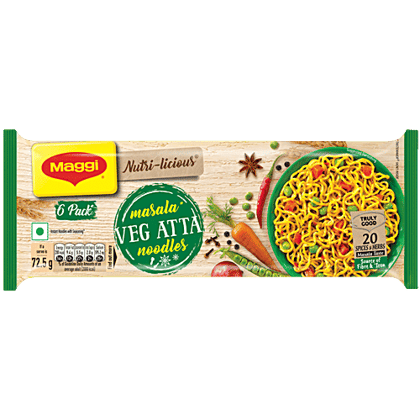 MAGGI Nutri-Licious Masala Veg Atta Noodles - Herbs & Spice Blend, Iron & Fibre Rich, 435 g (Pack of 6)