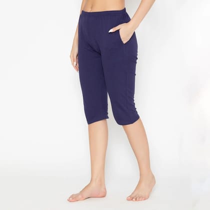 Women's Plain Knitted Capri - Navy Astral Aura S