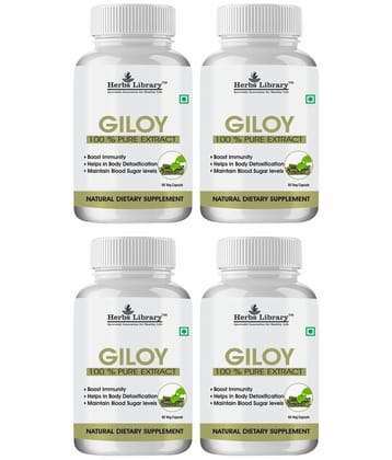 Herbs Library Giloy Immunity Booster, 60 Capsules Each (Pack of 4)