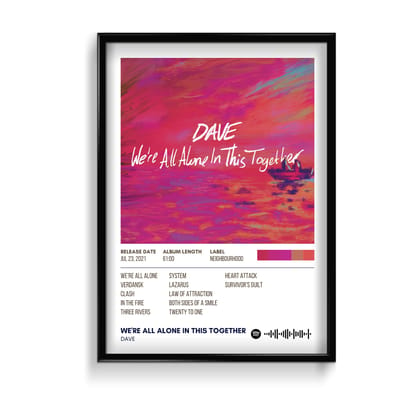 We're All Alone in This Together by Dave Album Poster-A1 / White Frame