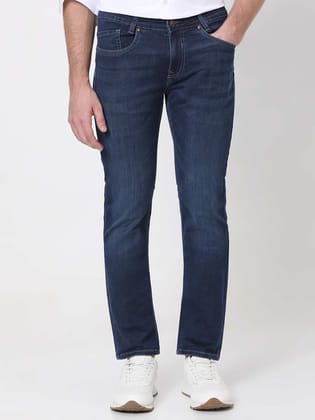 Mufti Dark Indigo Blue Narrow Fit Denim Deluxe Stretch Jeans