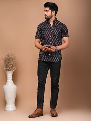 JAIPUR HANDBLOCK PRINT Printed Cotton Half  Shirt XXL