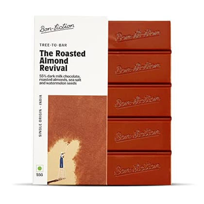 Bonfiction The Roasted Almond Revival 55% Dark Milk Chocolate Bar, 55 gm