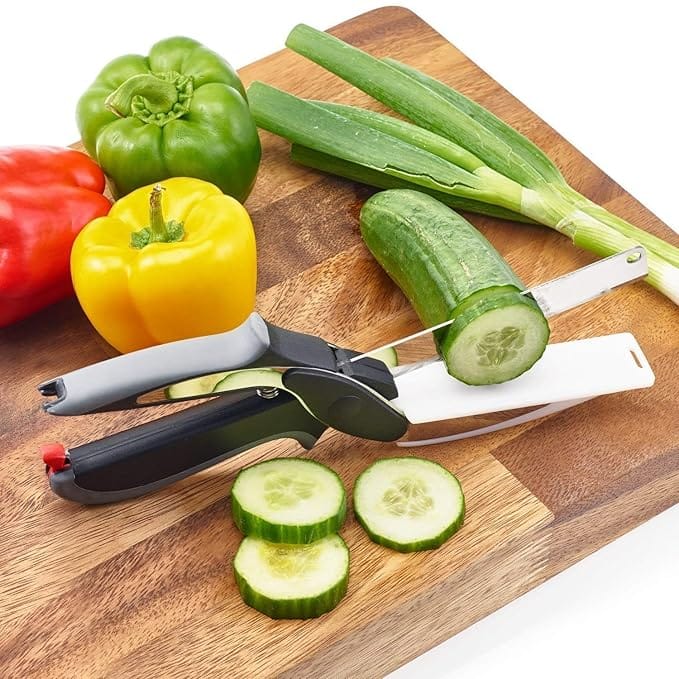 SMARTCAM Plastic Multi Function Portable Magic Vegetable Cleaver Cutter Chopper Slicer Kitchen Tool (Black and Silver)
