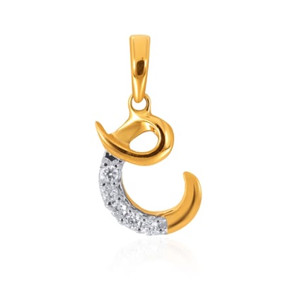 Senco Gold 18K Yellow Gold C Alphabet Diamond Pendant (Gold Wt- 0.7 g/Ct-0.04/HI-SI)