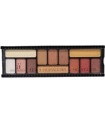 Half N Half 12 in 1 Eyeshadow & Highlighter Makeup Kit, Pressed Powder, Multicolour Palette-01 (12gm)