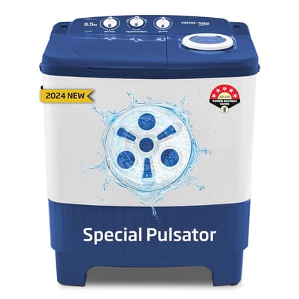 Voltas Beko A Tata Product 6.5 Kg 5 Star Semi-Automatic Top Loading Washing Machine 2024 Model WTT65UNXOK3I0I0W01 Blue Pulsator wash technology-Blue