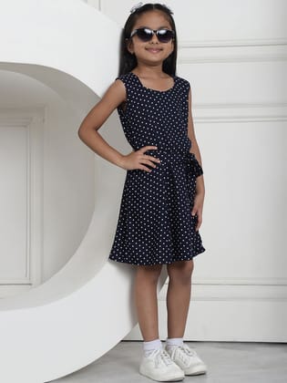 MINI & MING Girls Polka Dot Printed A-Line Midi Dress