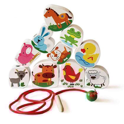 Wooden Farm Lacing Blocks for Toddlers (2 Years+)