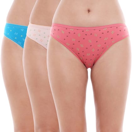 Bodycare women's combed cotton assorted Bikini Panty Pack of 3 ( 500D )