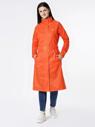 Zeel Diva Orange Trench Coat-XL