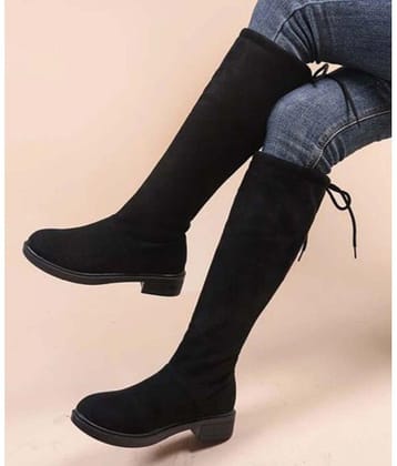 Shoetopia Black Knee Length Casual Boots - None