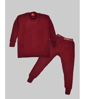 Lux Cottswool Girls Cotton Blend Thermal Top & Bottom Sets ( Maroon ) - None