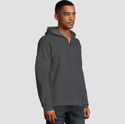 Charcoal With Zipper Hoodie-3XL / 46 INCH