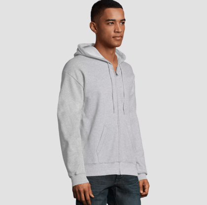 Grey With Zipper Hoodie-3XL / 46 INCH