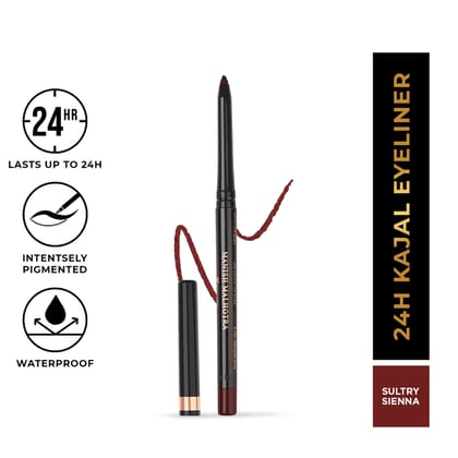 Manish Malhotra 24h Kajal Eyeliner - Sultry Sienna (Brown) | Long Lasting, WaterProof, Smudge Proof Retractable Eye Kajal Pencil