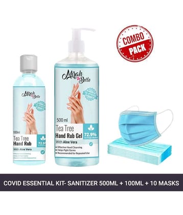 Mirah Belle - Tea Tree Hand Sanitizer Gel 500 mL+100ml Gel Sanitizer & 10 Masks