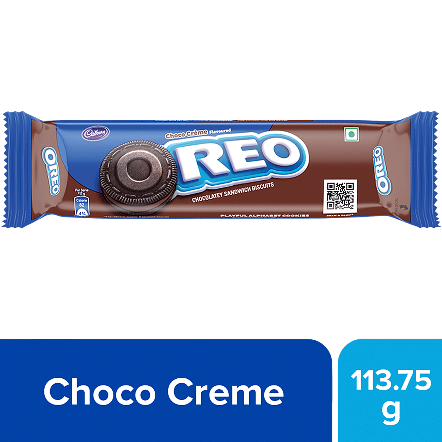 Cadbury Oreo Chocolate Flavour Creme Sandwich Biscuit, 113.75 G