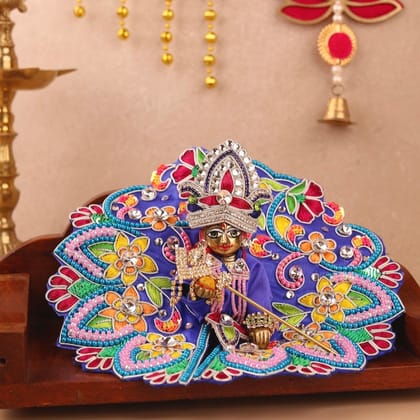 Indradhanu Blue Laddu Gopal Poshak & Shringar Set-Without Shringar / 0 No.