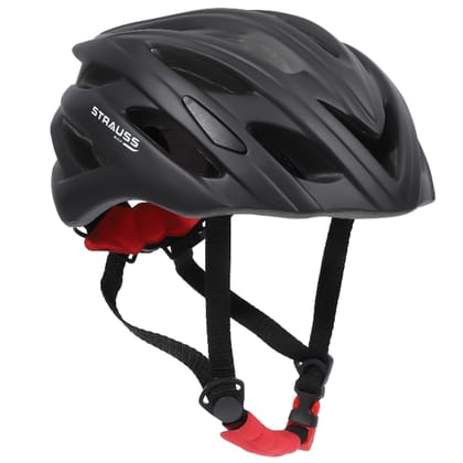 Strauss Veloguard Cycling Helmet: Lightweight, Superior Ventilation, Adjustable Size, LED Safety Backlight, Ideal for Adults & Kids, Black-Strauss Veloguard Cycling Helmet | Light Weight with Sup