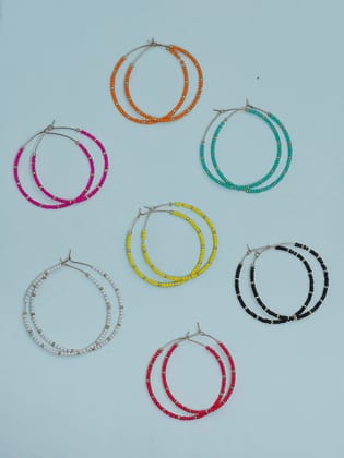 7 Pair Summer hoops Large Earrings