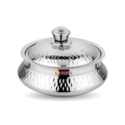 Rudra Safari Hammered Double Walled Stainless Steel Casserole (Multiple Sizes)-0.5L