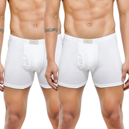 Men's Mid-Rise Classic Cotton Trunks - Pack of 2 White S