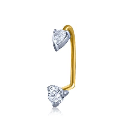 Senco Gold Dual Sparkle Diamond Nose Pin