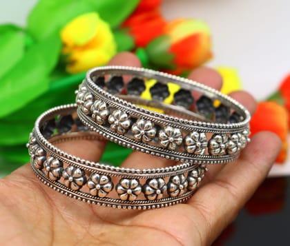 925 sterling silver handmade Gorgeous Vintage floral design bangle bracelet tribal ethnic jewelry best bride gifting jewelry nba333