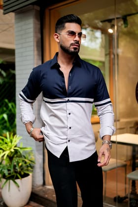NAVY & GREY BLEND MEN SHIRTS-XXL