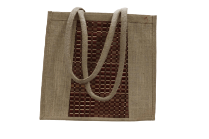 Jute Oval Chick Bag Marron 15×14