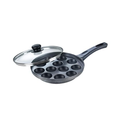 Prestige Omega Select Plus 12 Pits Paniyarakkal with Lid 24 cm Diameter (Aluminium, Non-stick)