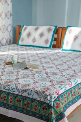 Sootisyahi 'Summer Window' Handblock Printed Cotton Bedsheet