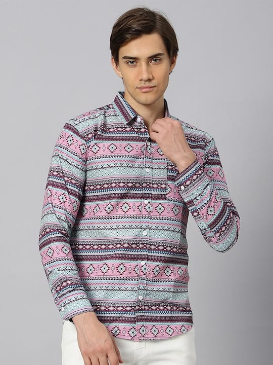 Regular Fit Classic Opaque Tribal Printed Casual Shirt