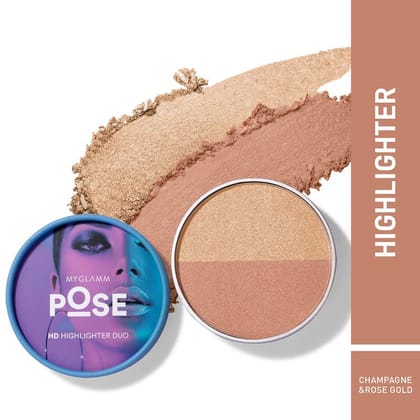 MyGlamm POSE HD Highlighter Duo - Champagne | Rose Gold