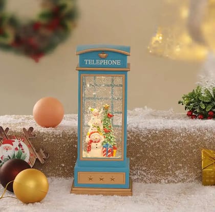 Telephone Booth Christmas Lantern-Snowman