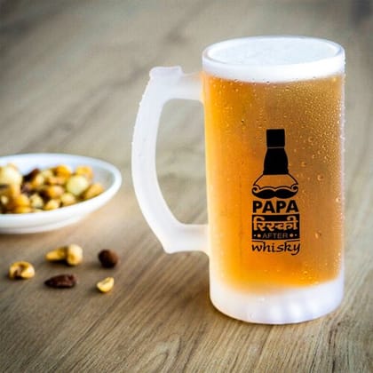 Indigifts Beer Mug for Dad Papa Risky After Whisky Printed Clear Beer Glass 470 ml - Fathers Day Gift, Gift for Papa-Dad-Birthday, Unique Gift Idea for Papa, Dad Beer Mug Jar