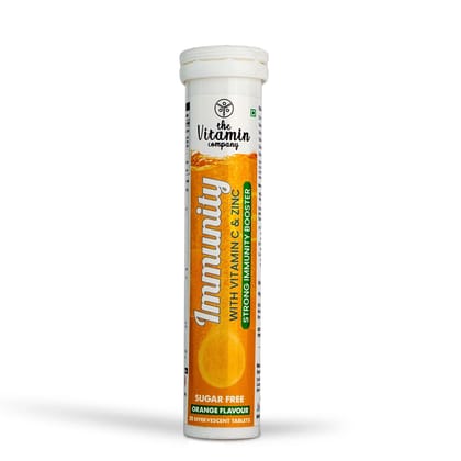 The Vitamin Company Immunity 1000 mg with Vitamin C & Zinc, Stronger Immunity, Antioxidant & Skin Care, Effervescent Tablets, Orange Flavour